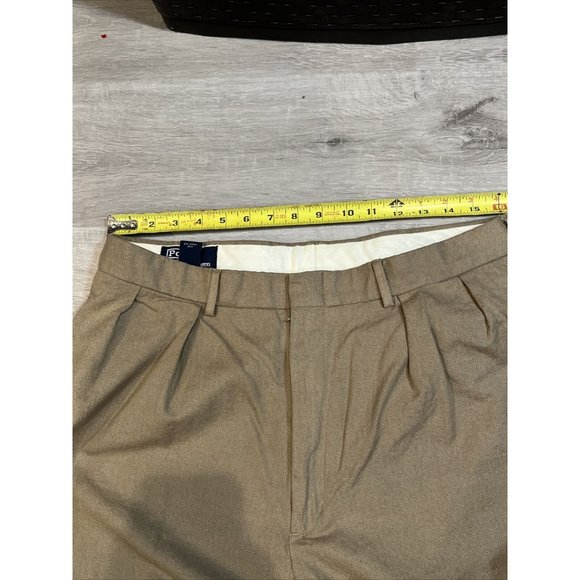 Polo Ralph Lauren Mens 100% Cotton Pleated Dress Pants Brown Houndstooth • 36x32 - Picture 6 of 7